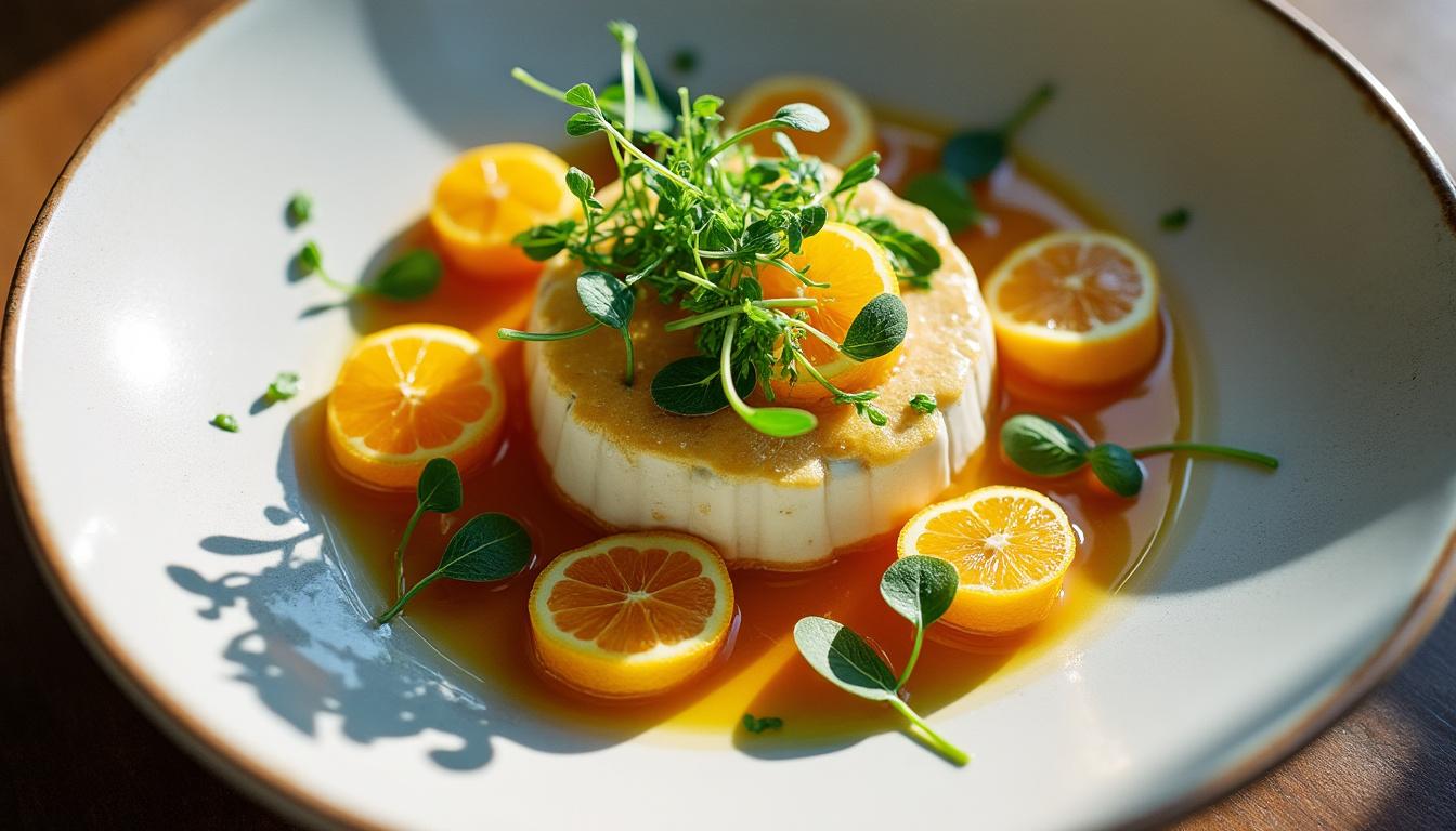 découvrez une entrée digne de la haute gastronomie, alliant saveurs raffinées et présentation élégante pour un début de repas exceptionnel.